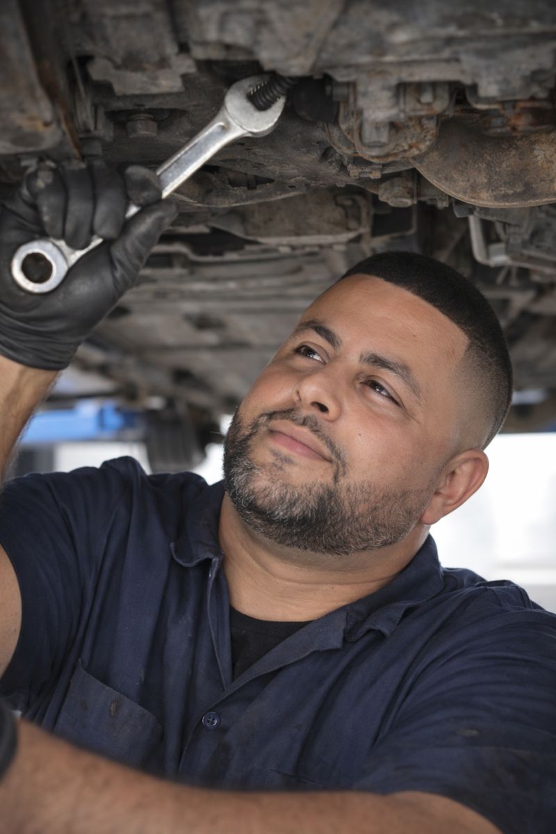 Mechanic working on vehicle
